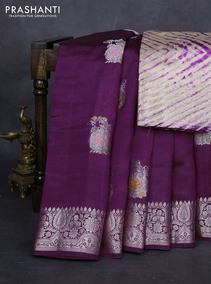 Wine & Beige Poona Silk Saree - Shibori Blouse
