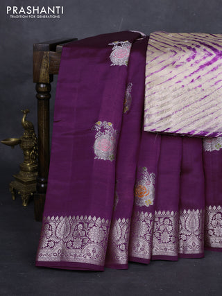 Wine & Beige Poona Silk Saree - Shibori Blouse