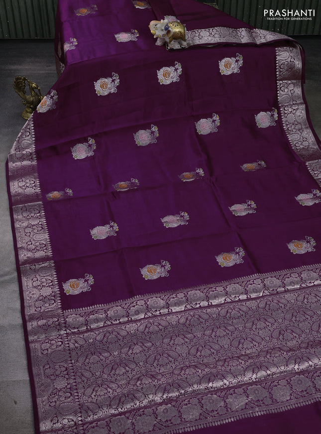 Wine & Beige Poona Silk Saree - Shibori Blouse