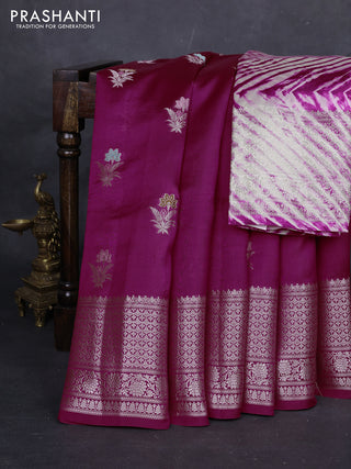 Pink & Beige Poona Silk Saree - Shibori Blouse