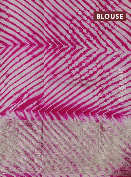 Pink & Beige Poona Silk Saree - Shibori Blouse