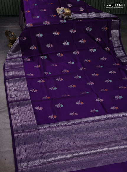 Violet & Beige Poona Silk Saree - Shibori Blouse