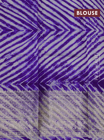 Violet & Beige Poona Silk Saree - Shibori Blouse