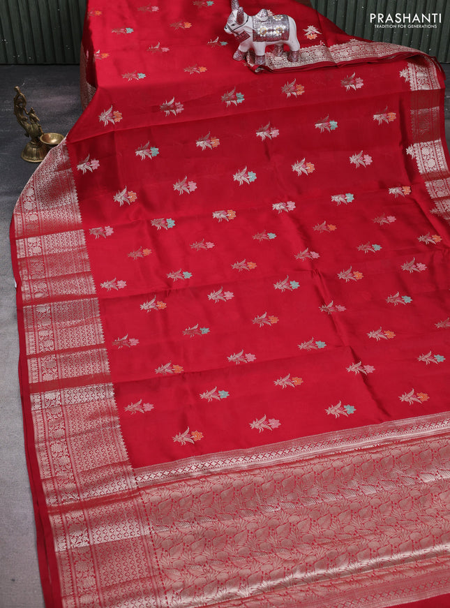 Maroon & Beige Poona Silk Saree - Shibori Blouse