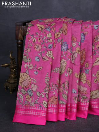 Pink  Kota Silk Cotton Saree - Floral Prints