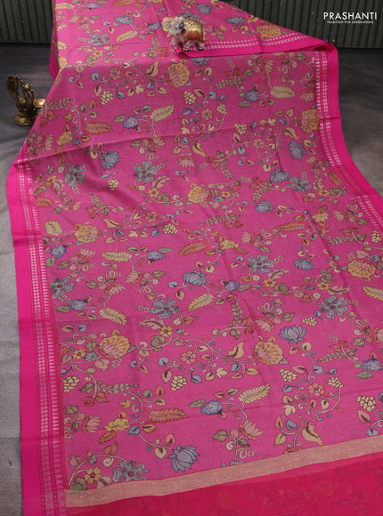Pink  Kota Silk Cotton Saree - Floral Prints