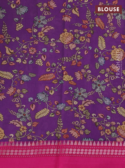 Purple & Pink  Kota Silk Cotton Saree - Floral Prints
