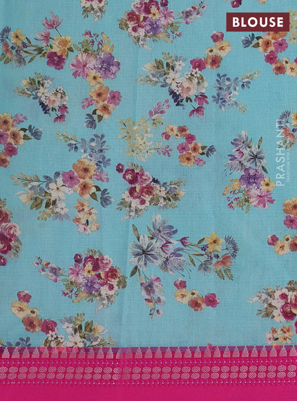 CS Blue & Pink  Kota Silk Cotton Saree - Floral Prints