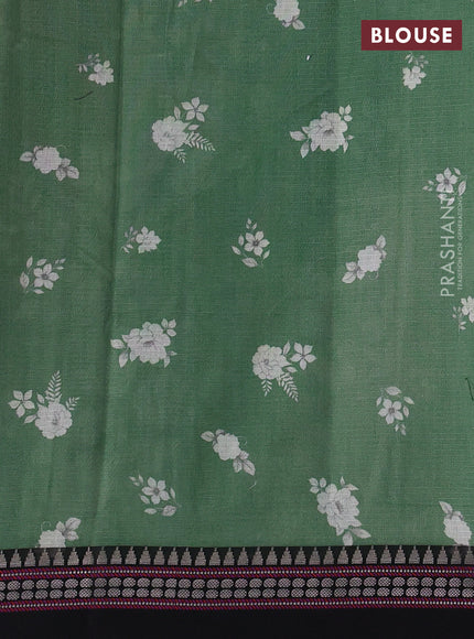 Green & Black  Kota Silk Cotton Saree - Floral Prints