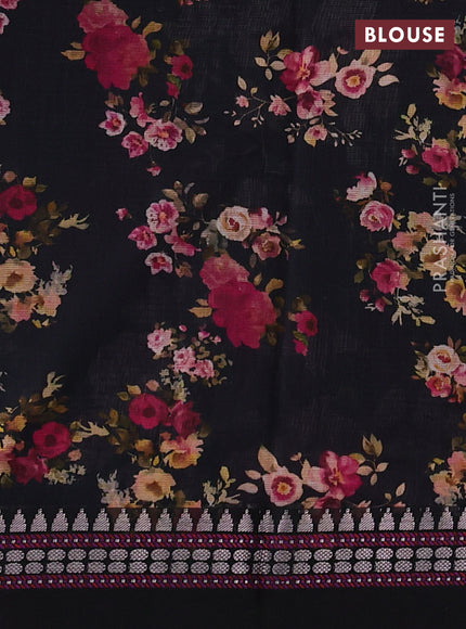 Black  Kota Silk Cotton Saree - Floral Prints