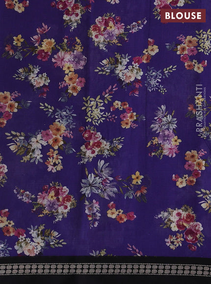 Violet & Black  Kota Silk Cotton Saree - Floral Prints
