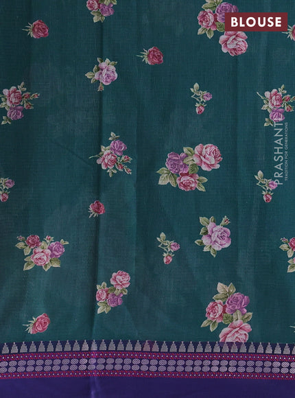 Green & Blue  Kota Silk Cotton Saree - Floral Prints