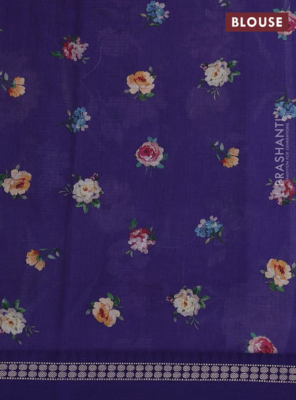 Blue  Kota Silk Cotton Saree - Floral Prints