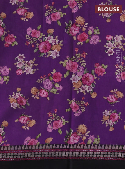 Purple & Black  Kota Silk Cotton Saree - Floral Prints