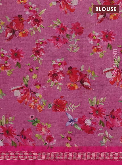 Pink  Kota Silk Cotton Saree - Floral Prints