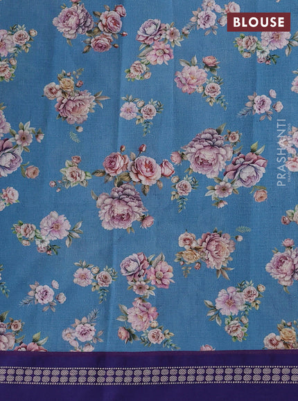 Blue  Kota Silk Cotton Saree - Floral Prints