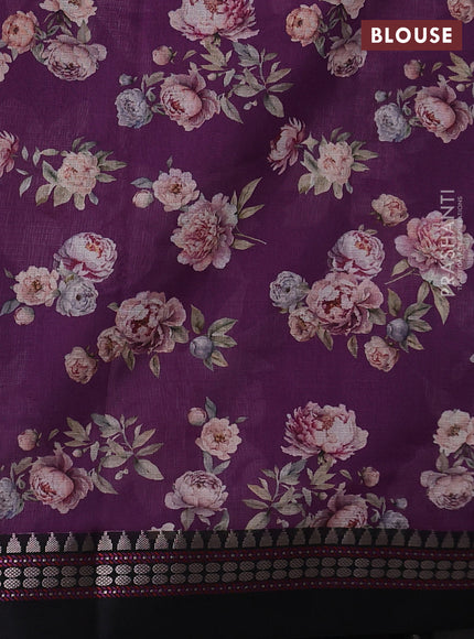 Purle & Black  Kota Silk Cotton Saree - Floral Prints