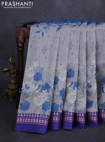 Blue  Kota Silk Cotton Saree - Floral Prints