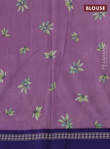 Purple & blue  Kota Silk Cotton Saree - Floral Prints