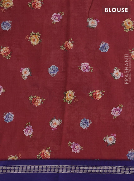 Maroon & blue  Kota Silk Cotton Saree - Floral Prints