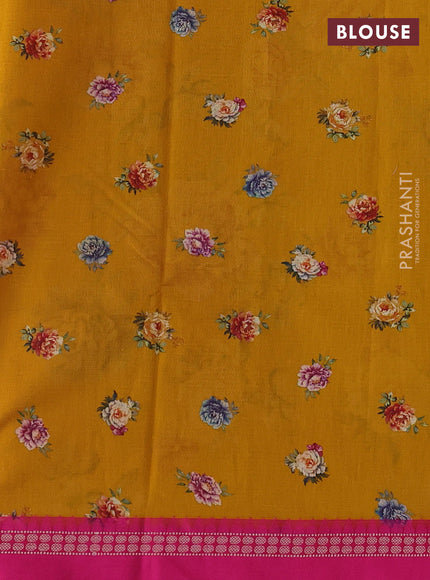 Yellow & pink  Kota Silk Cotton Saree - Floral Prints