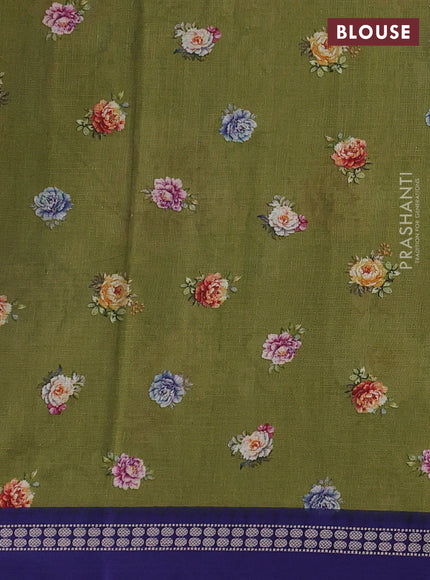 Mehendi green & blue  Kota Silk Cotton Saree - Floral Prints
