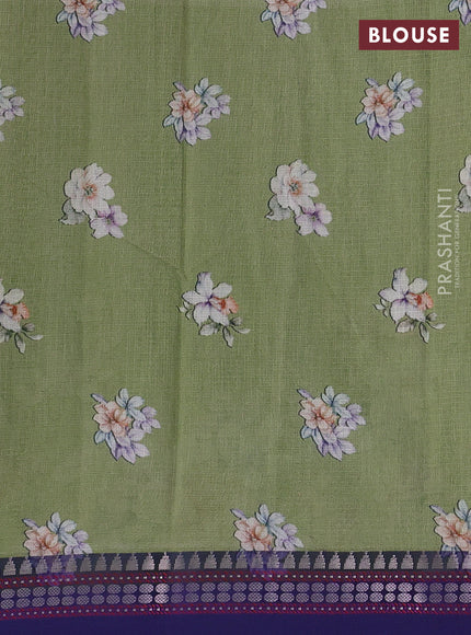 Green & Blue  Kota Silk Cotton Saree - Floral Prints