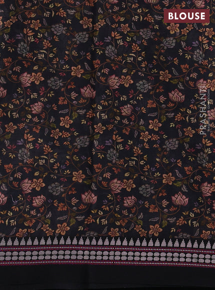 Black  Kota Silk Cotton Saree - Floral Prints