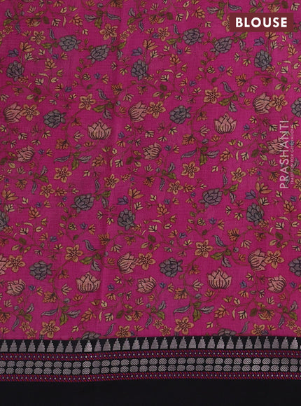 Pink & black  Kota Silk Cotton Saree - Floral Prints