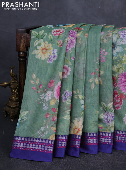 Purple  & Pink Kota Silk Cotton Saree - Floral Prints
