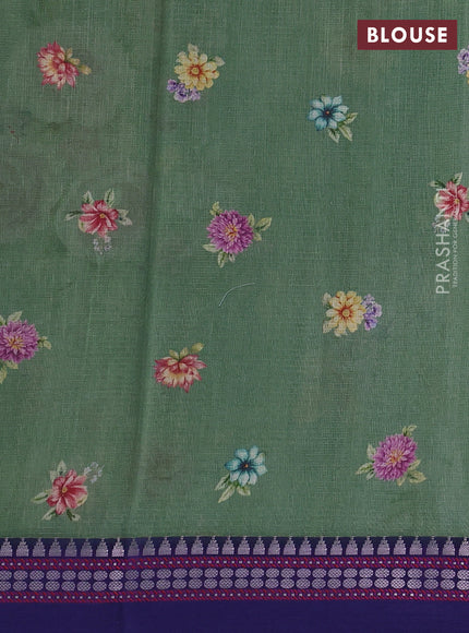 Purple  & Pink Kota Silk Cotton Saree - Floral Prints
