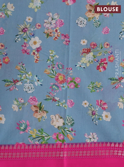 Cs Blue & Pink  Kota Silk Cotton Saree - Floral Prints