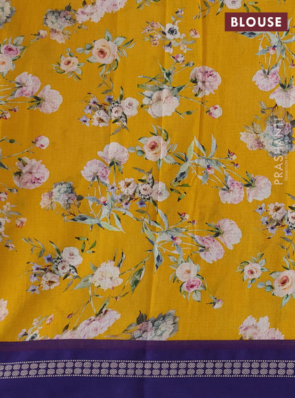 Yellow & Blue Kota Silk Cotton Saree - Floral Prints