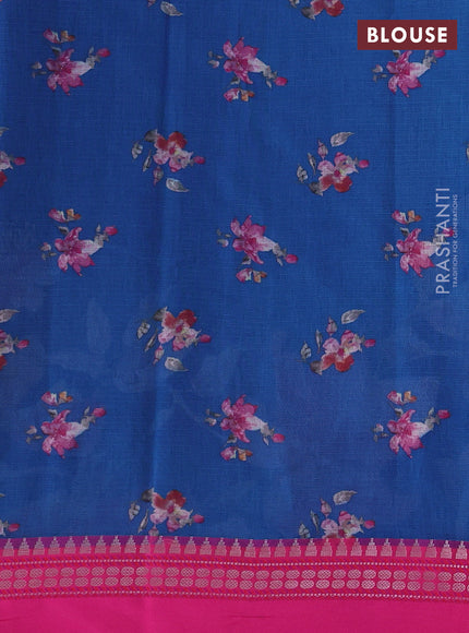 Purple & Pink Kota Silk Cotton Saree - Floral Prints