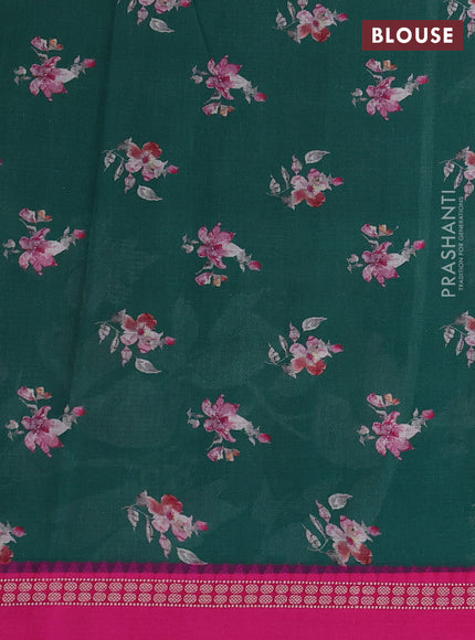 Green & Pink Kota Silk Cotton Saree - Floral Prints