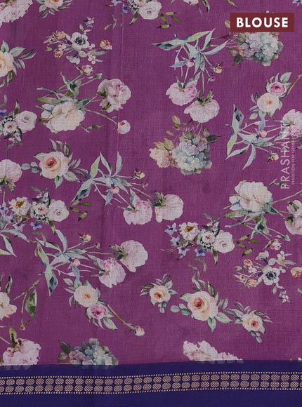 Purple & Blue Kota Silk Cotton Saree - Floral Prints