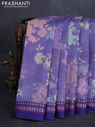 Lavender & Blue Kota Silk Cotton Saree - Floral Prints