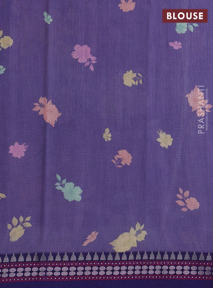 Lavender & Blue Kota Silk Cotton Saree - Floral Prints