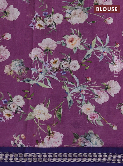 Purple & Blue Kota Silk Cotton Saree - Floral Prints