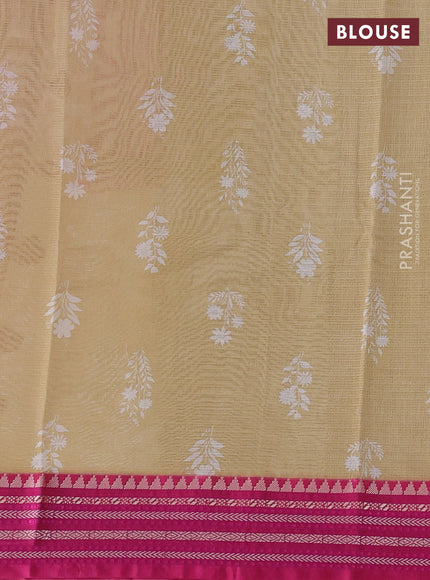 Sandal & Pink  Kota Silk Cotton Saree - Floral Prints