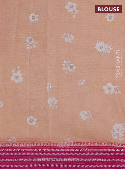 Peach & Pink  Kota Silk Cotton Saree - Floral Prints
