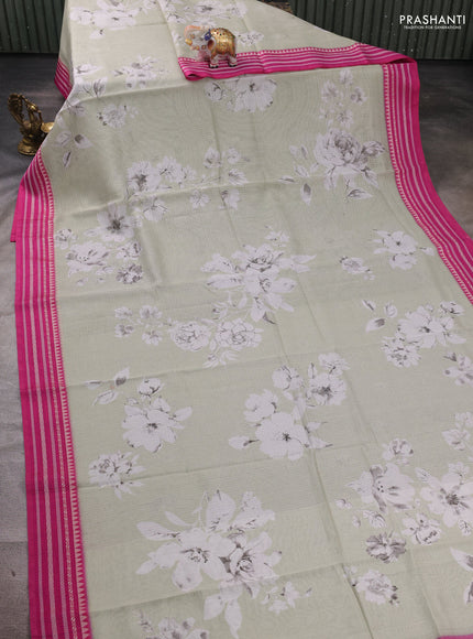 Peach & Pink  Kota Silk Cotton Saree - Floral Prints