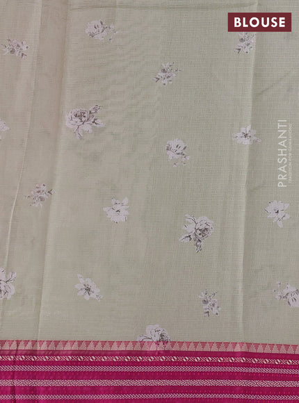 Peach & Pink  Kota Silk Cotton Saree - Floral Prints