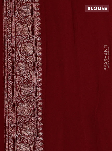 Brown & Maroon Banarasi Chiffon Saree - Buttas