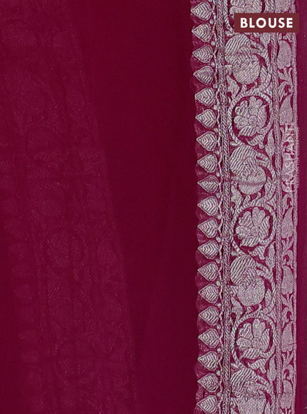 Grey & Pink Banarasi Chiffon Saree - Buttas