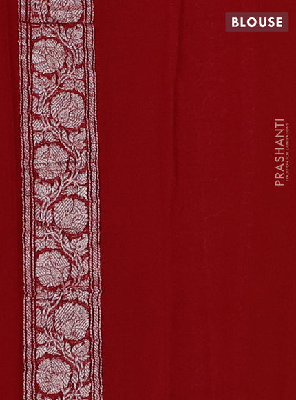 Green & Red Banarasi Chiffon Saree - Buttas