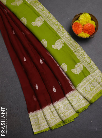 Maroon & Green Banarasi Chiffon Saree - Buttas