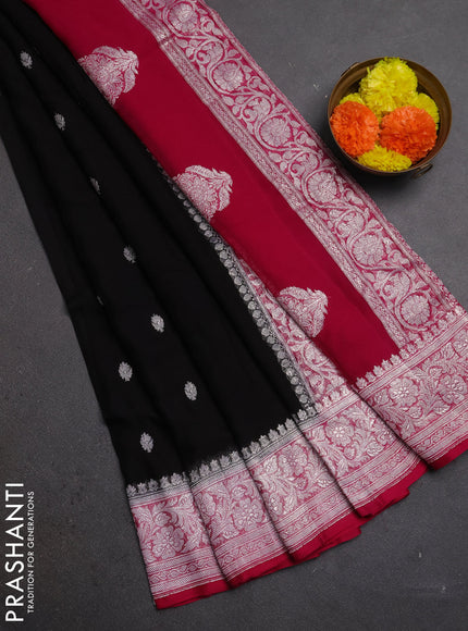 Black & Pink Banarasi Chiffon Saree - Buttas