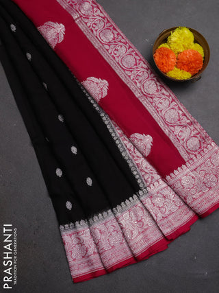 Black & Pink Banarasi Chiffon Saree - Buttas