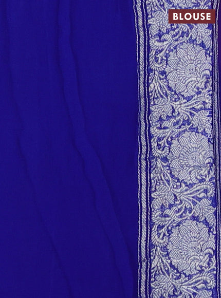 Peach & Blue Banarasi Chiffon Saree - Buttas